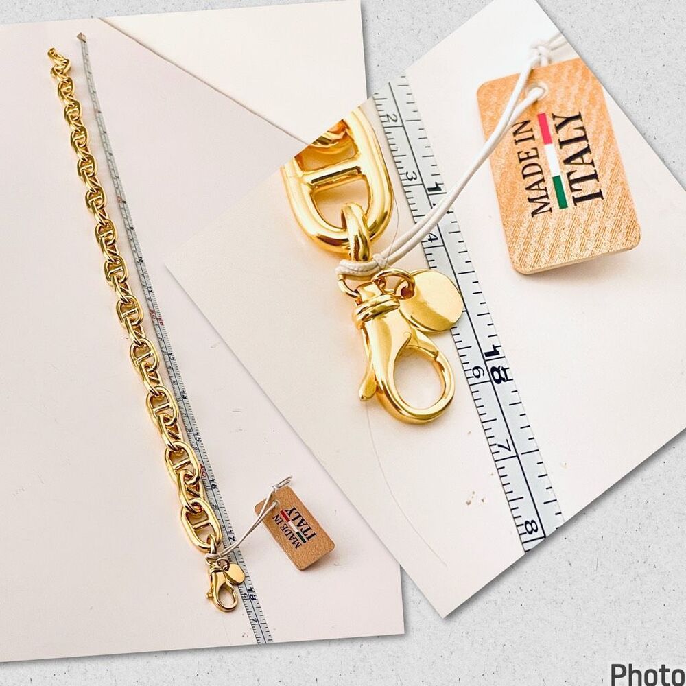 NWT Mia Fiore Italy made 18kt Gold Plated Bronze Mariner Anchor Links Necklace - Picture 11 of 12